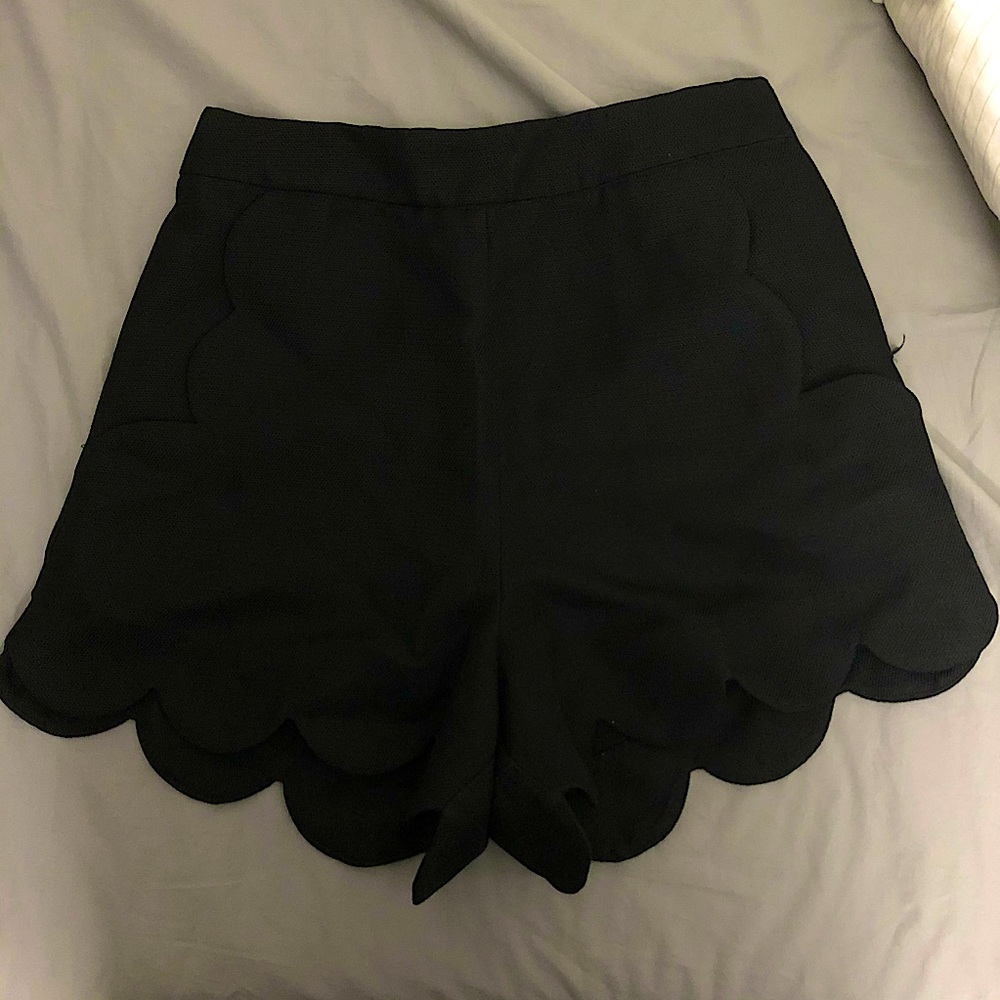 EnglishFactory black high waisted scalloped shorts